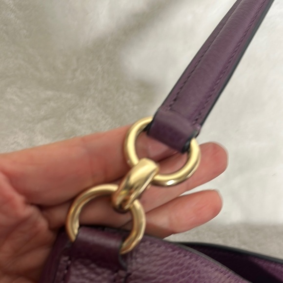 Coach Hallie Shoulder Bag Refined pebble leather Boysenberry Purple / Gold - Picture 11 of 16